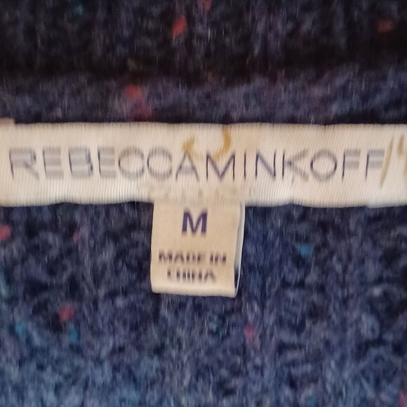 Rebecca Minkoff Wool Sweater Womens Medium Blue Knit Chunky Oversized Heavy - Picture 6 of 9